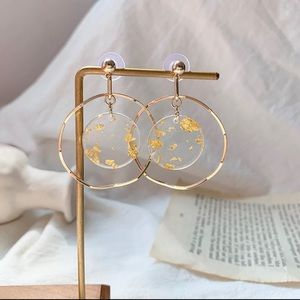 Gold flake earrings circle hoop